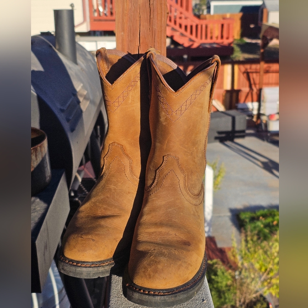 Mens Ariat Work Brown Western Cowboy Boots - Picture 2 of 14